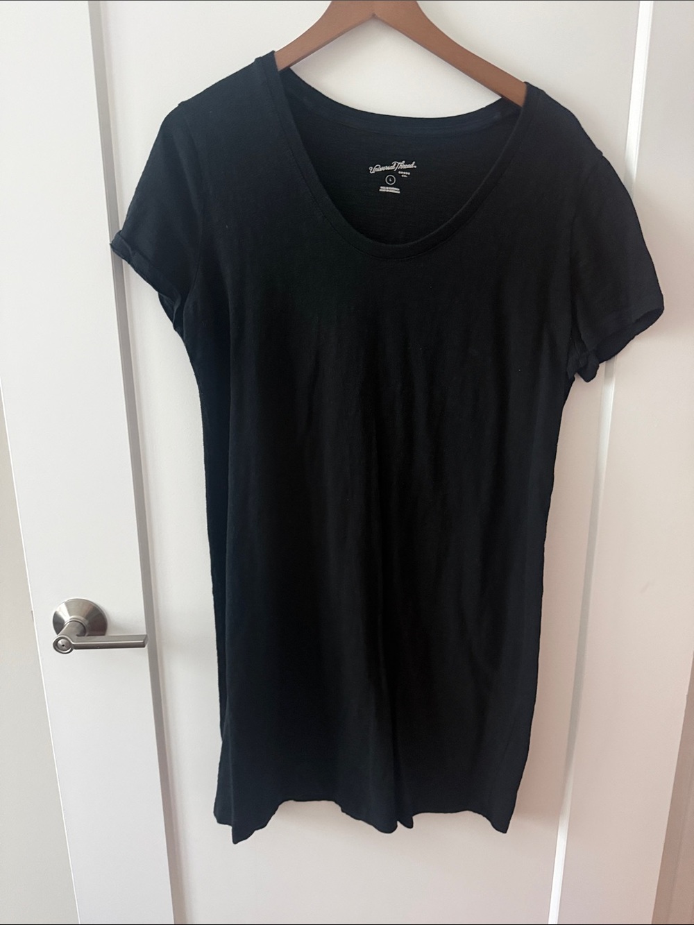 Black Scoop Neck Short Sleeve Tshirt Dress